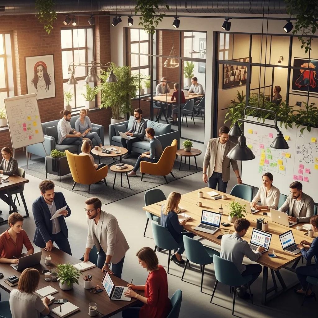 Coworking space in Zagreb with professionals collaborating and working