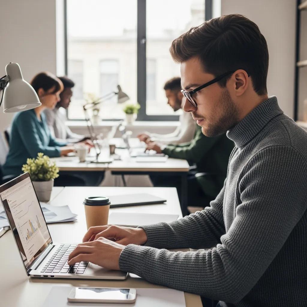 Osoba fokusirano radi u coworking prostoru &mdash; prednosti za produktivnost