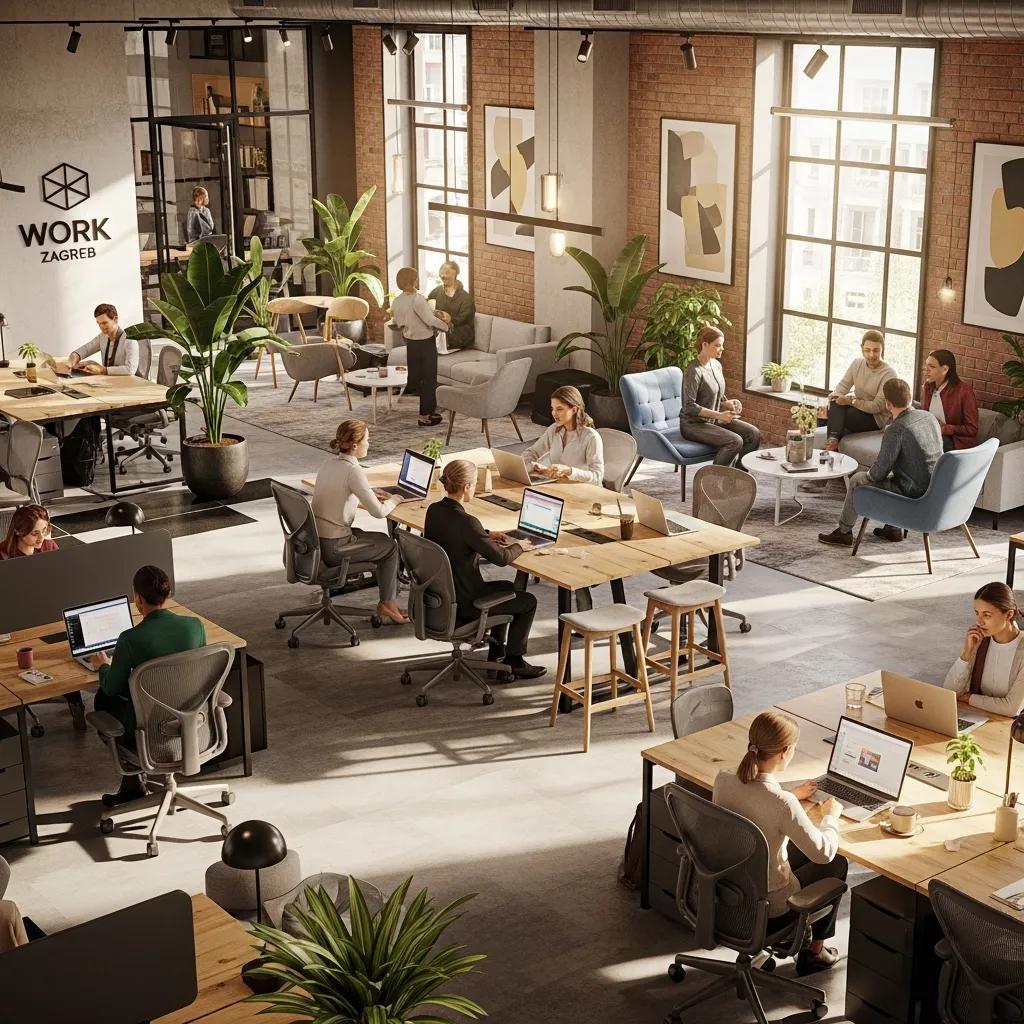 Modern coworking space in Zagreb with freelancers working and networking