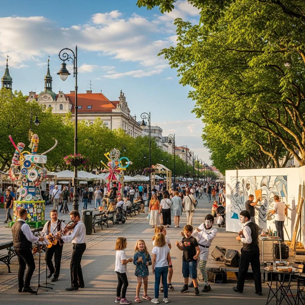 Picturesque view of Strossmayerovo šetalište, highlighting cultural events and artistic atmosphere