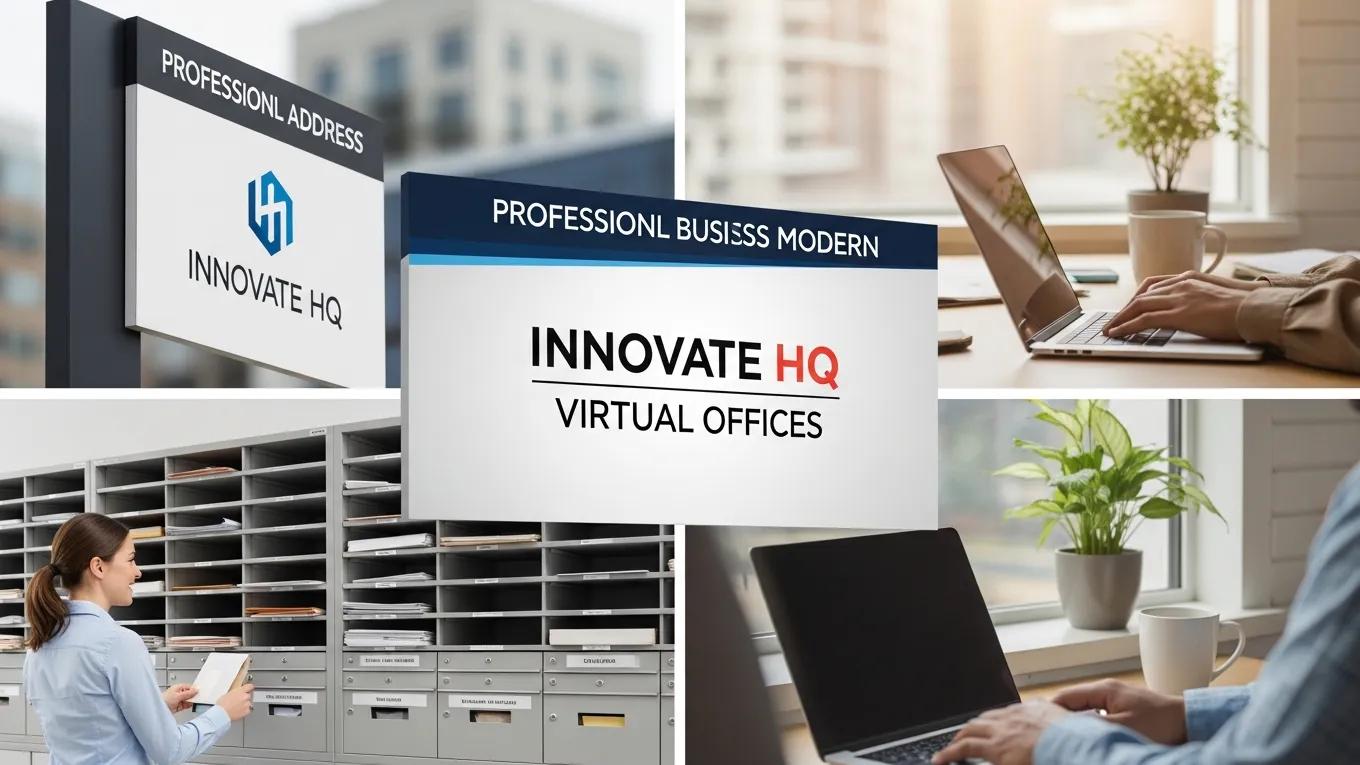 Visual representation of key features of virtual offices including business address and mail management